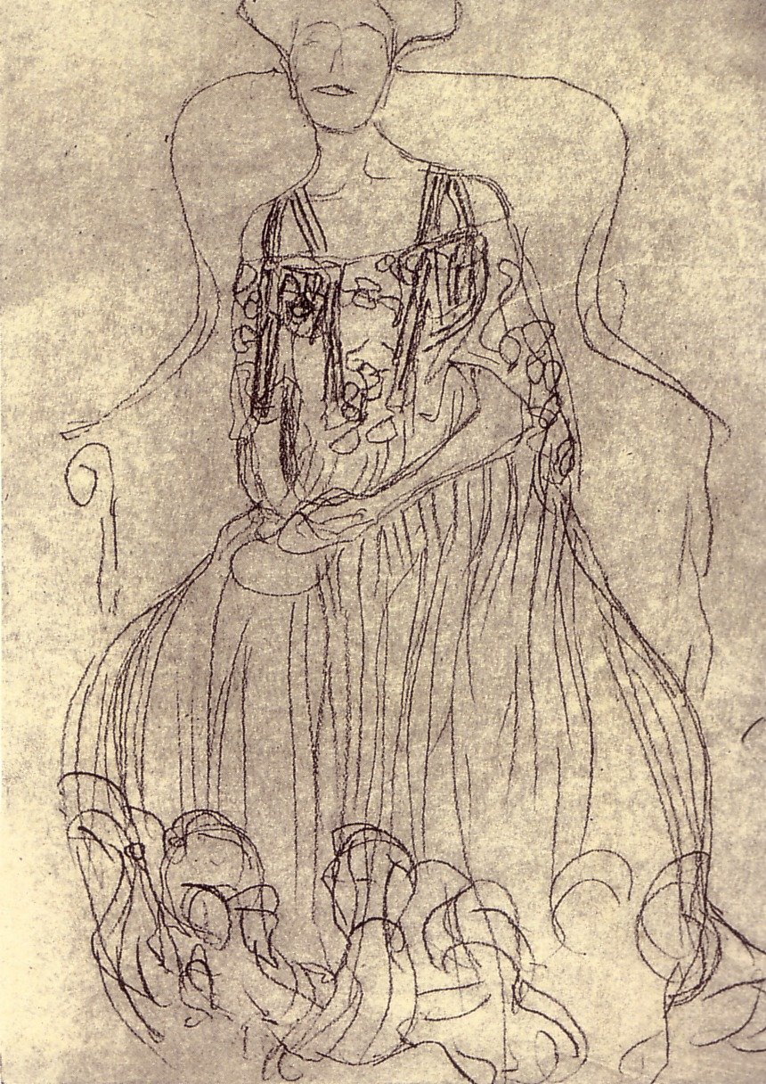  Studie für das Gemälde Bildnis Adele Bloch-Bauer I av Gustav Klimt