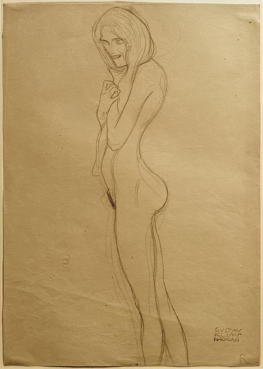 Studera för vänster gorgon i Beethovenfrisen av Gustav Klimt