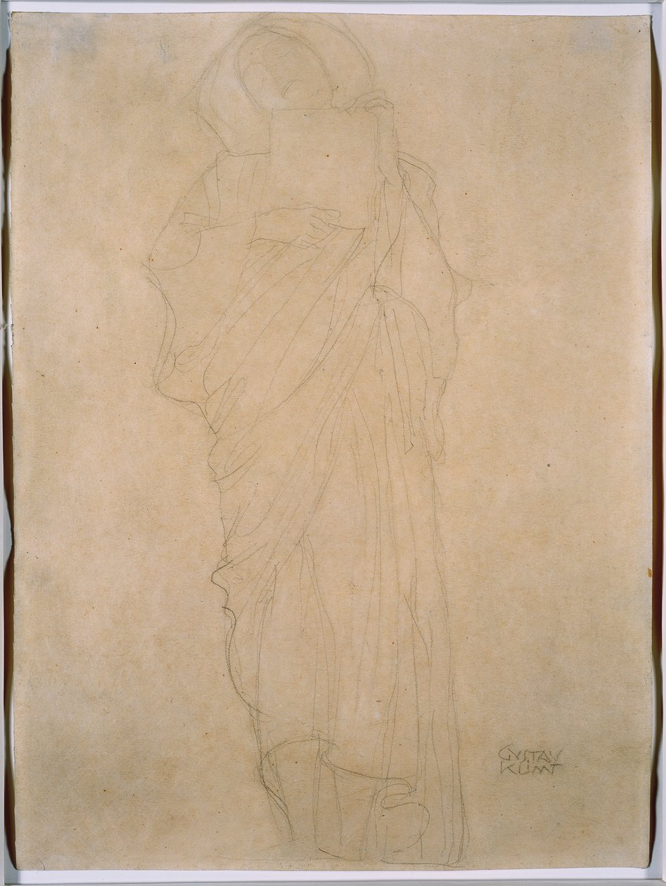 Studie av en kvinna för "Jurisprudence", ca 1903 (grafit på papper) av Gustav Klimt