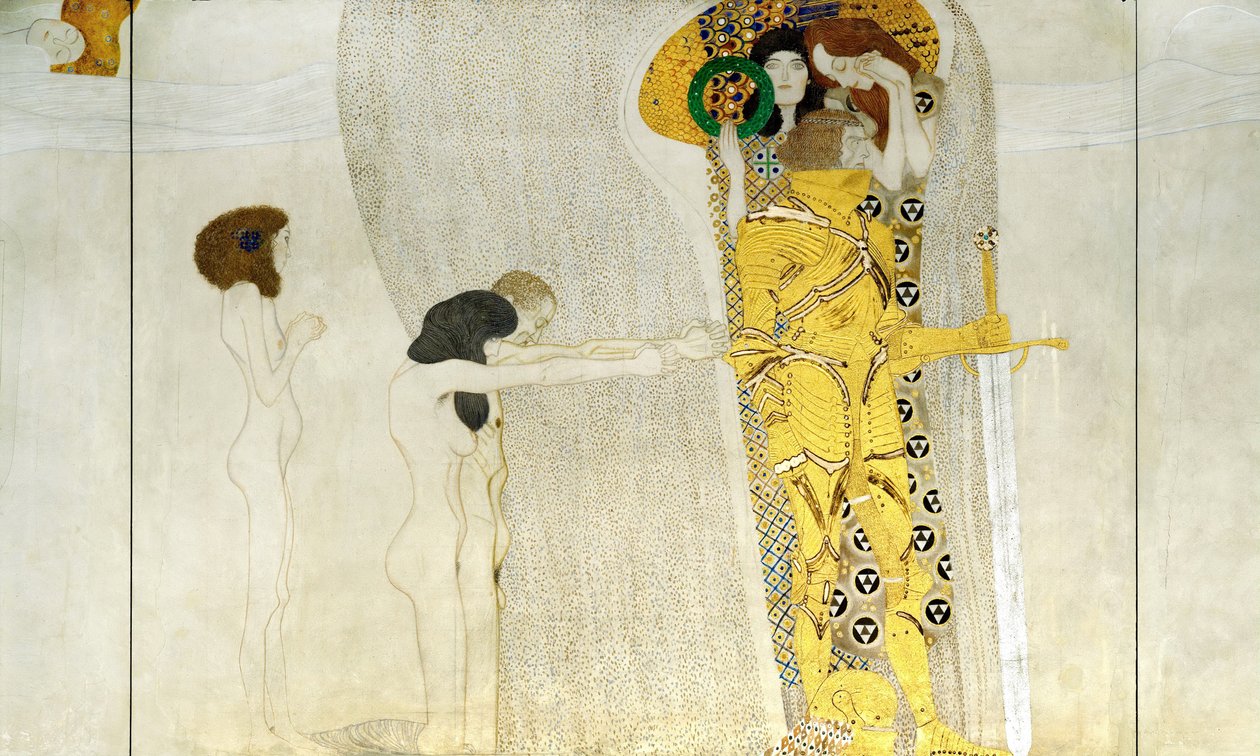 Beethovenfrisen, Detalj: Knight in Shining Armor, 1902 av Gustav Klimt