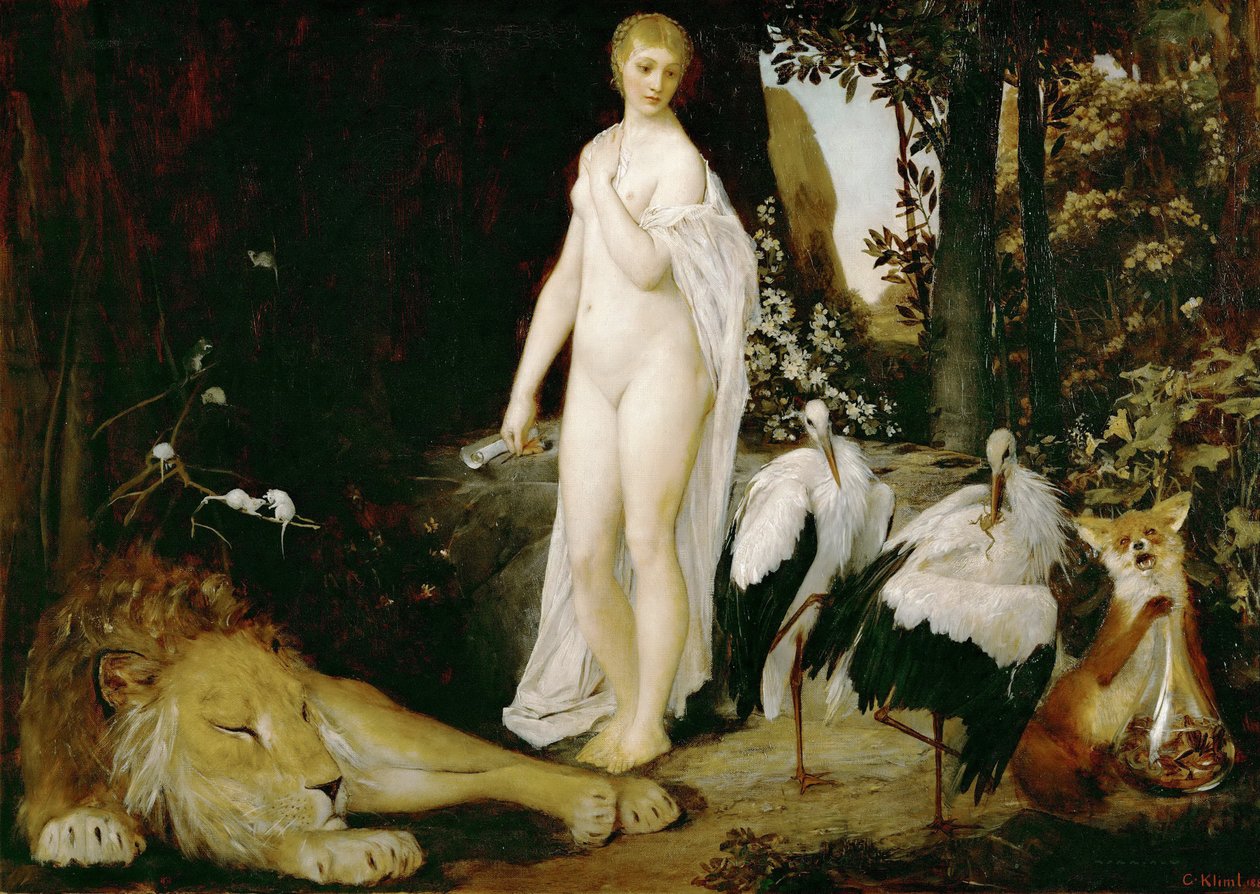 Fabeln - Klimt, Gustav (1862-1918) - 1883 - Olja på duk - 84,5x117 - Wienmuseum av Gustav Klimt