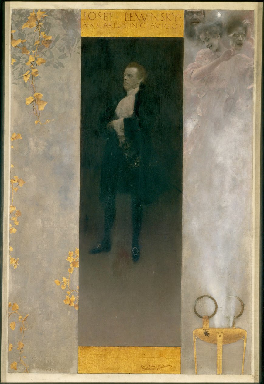 Skådespelaren Josef Lewinsky som Carlos i Goethes "Clavigo" av Gustav Klimt