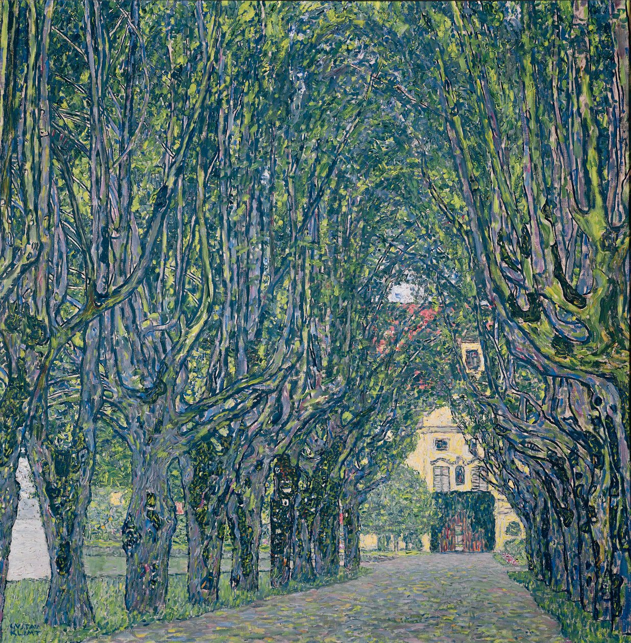 Trädkantad väg som leder till herrgården i Kammer, Oberösterreich av Gustav Klimt