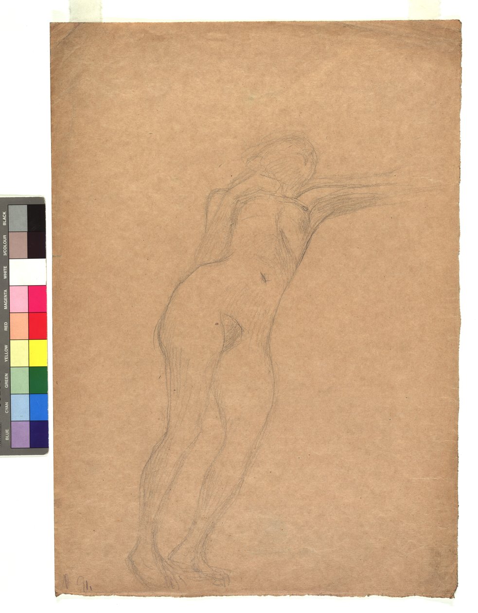 Weiblicher Akt in Untersicht av Gustav Klimt