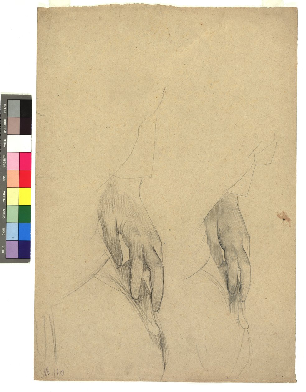 Zwei Handstudien, Finger ans Ohr gelegt av Gustav Klimt