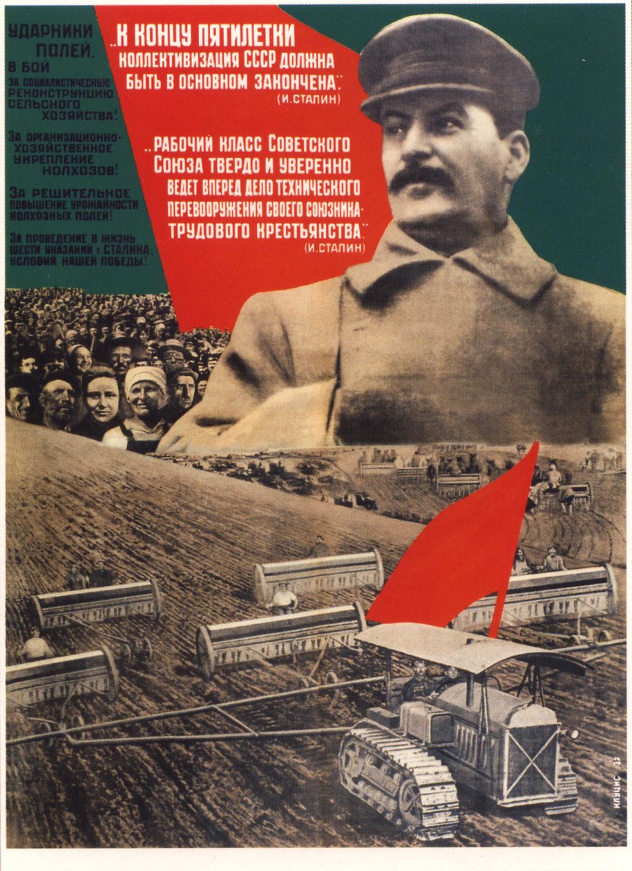 I slutet av en femårsplan skulle kollektiviseringen vara avslutad Poster, 1932 av Gustav Klutsis