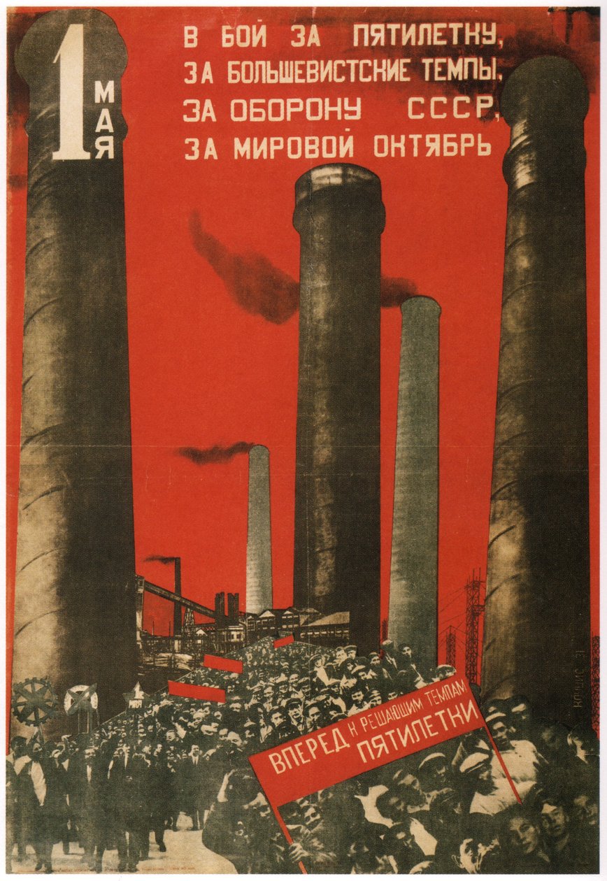 Första maj. Gå med i kampen om femårsplanen, 1931 av Gustav Klutsis