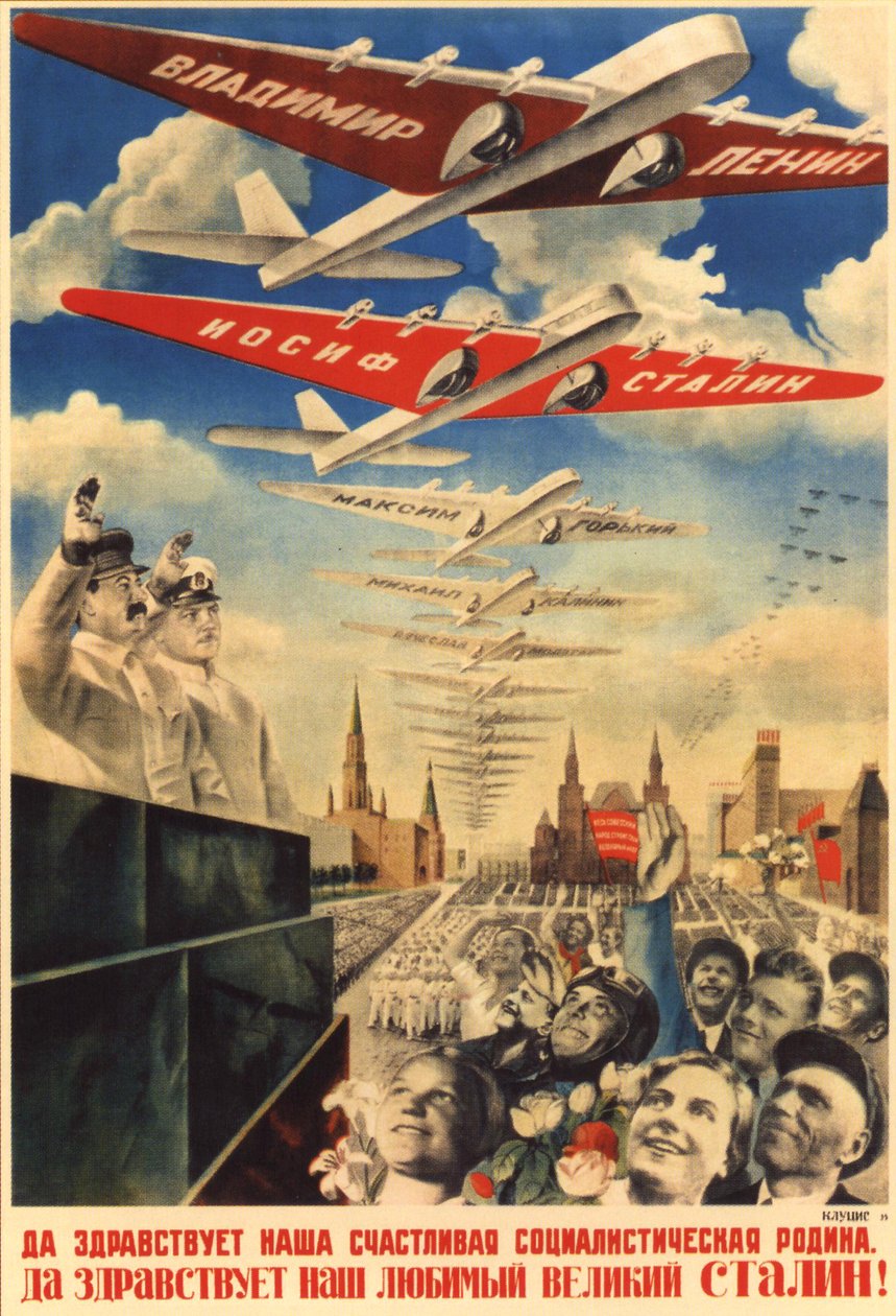 Länge leve vår lyckliga socialistiska fosterlandsaffisch, 1935 av Gustav Klutsis
