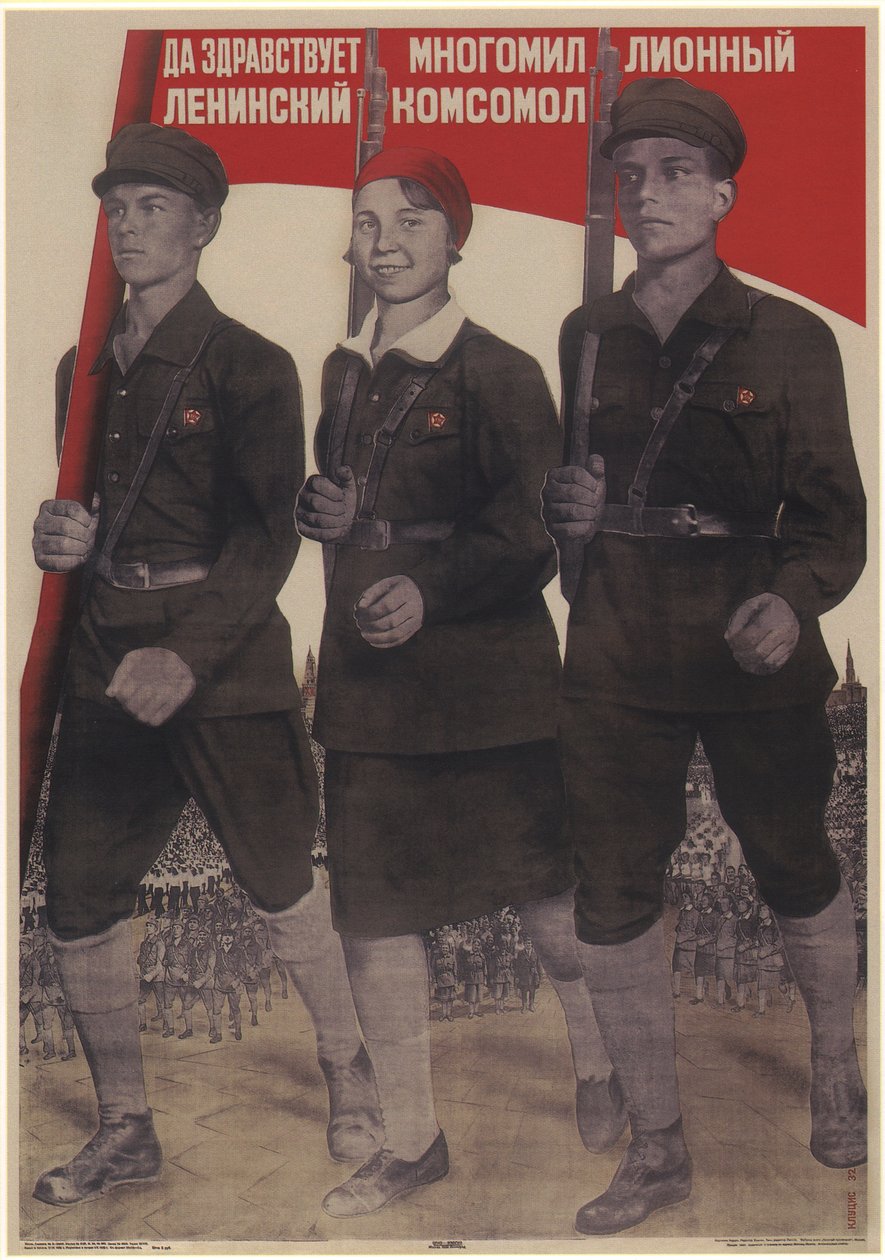 Länge leve den mångmiljonmedlemmar Leninistiska Komsomol, 1932 av Gustav Klutsis