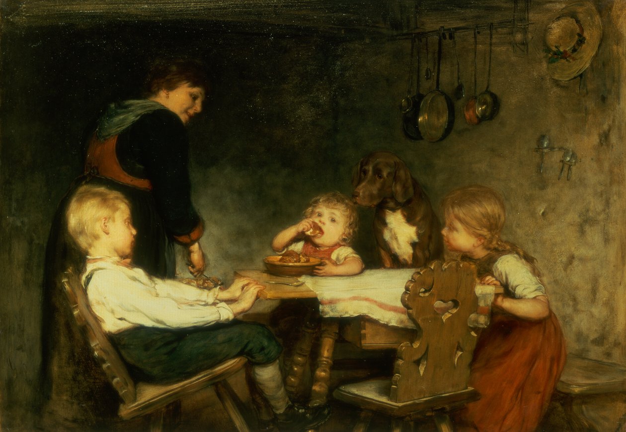 Tea Time (olja på panel) av Gustav Laeverenz