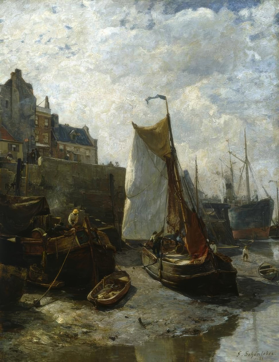 Lågvatten i hamnen i Antwerpen av Gustav Schönleber