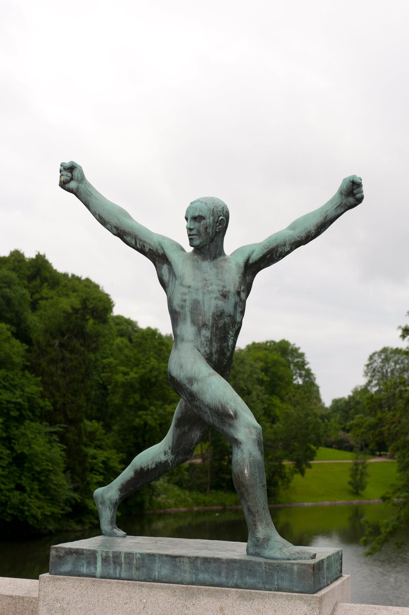 Glad manskulptur i Frognerparken, Oslo, Norge (brons) av Gustav Vigeland