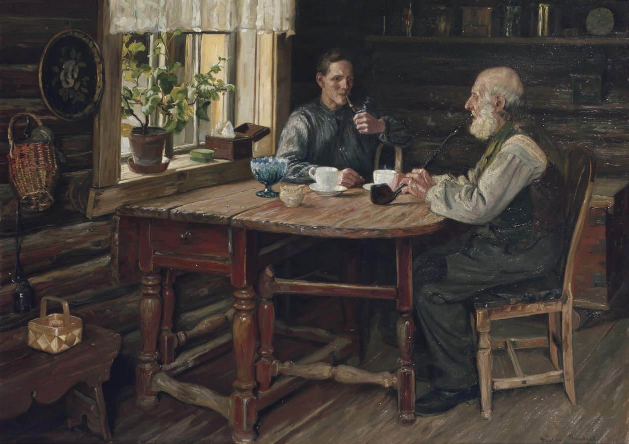 Kaffepaus (rast) 1900 (olja på duk) av Gustav Wentzel