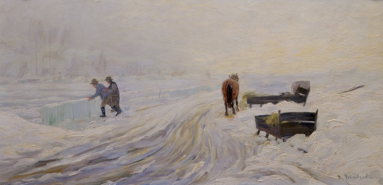 Isskärning på Bondivann av Gustav Wentzel