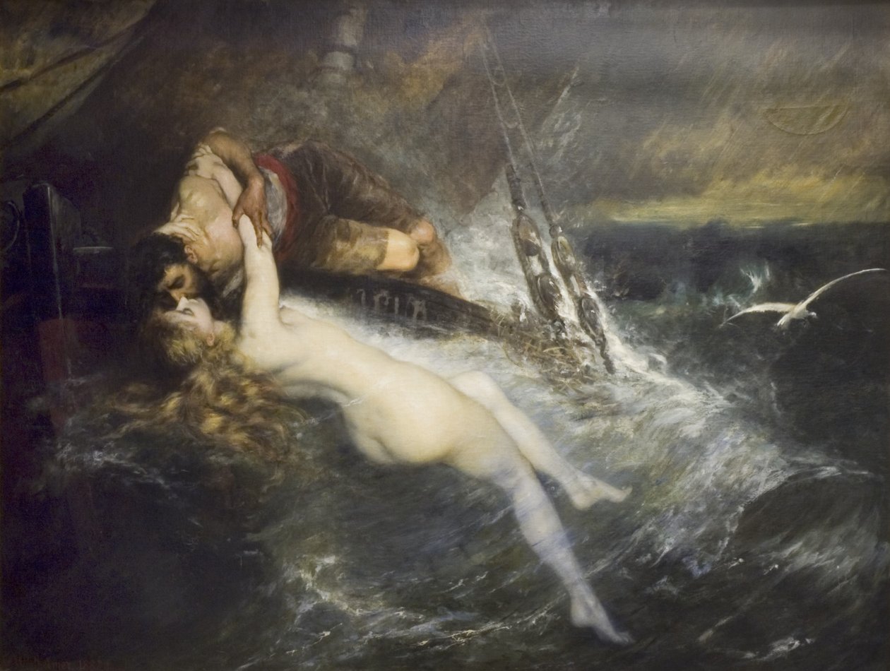 The Kiss Of The Siren (olja på duk) av Gustav Wertheimer