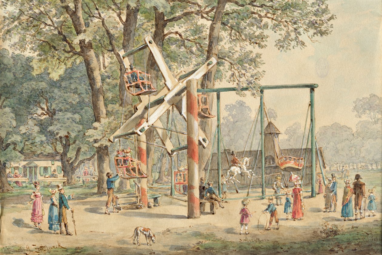 Rulla och gunga i Wurstelprater i Wien av Gustav Zafaurek