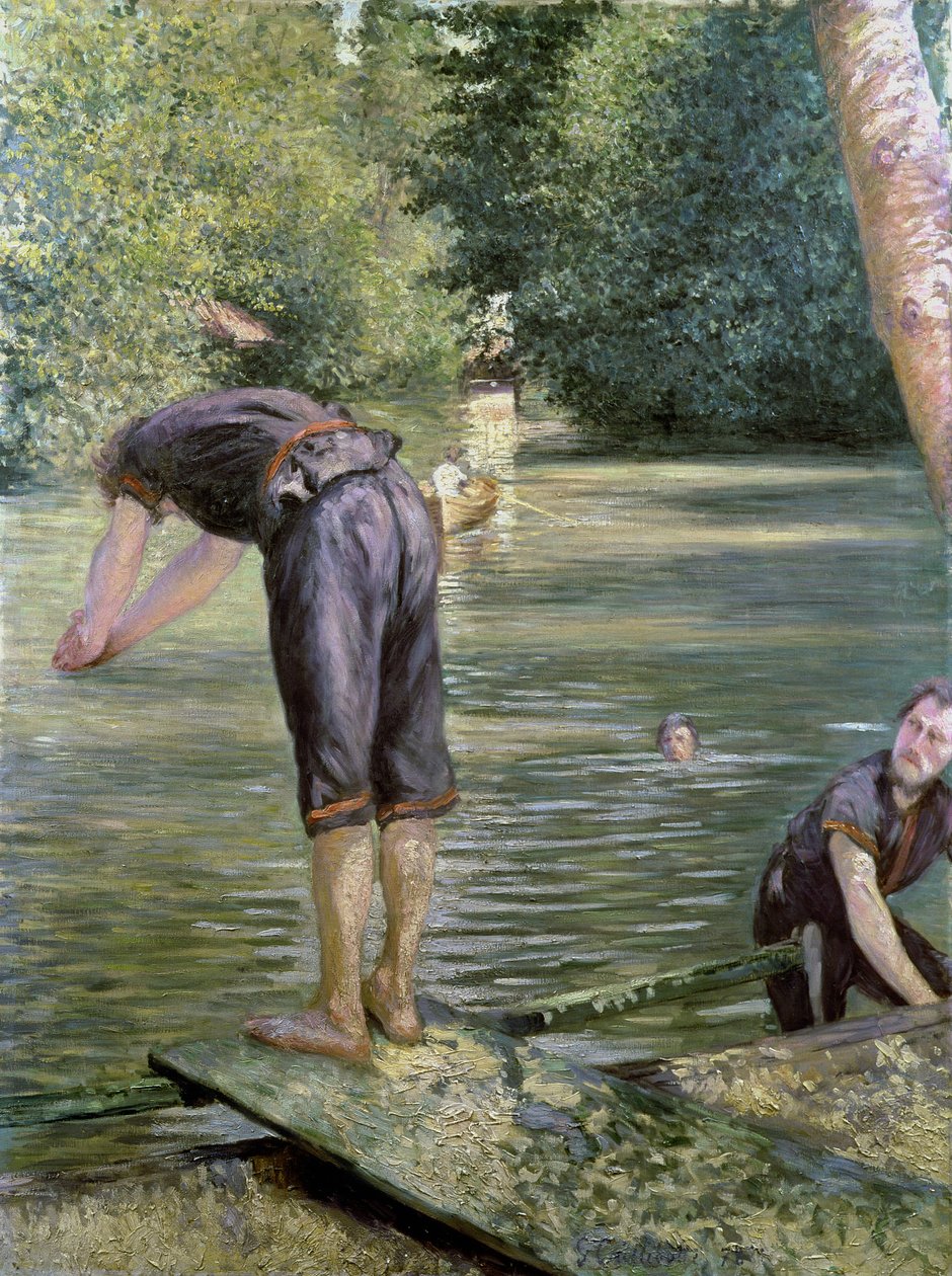 Badande på stranden av Yerres, 1878 av Gustave Caillebotte