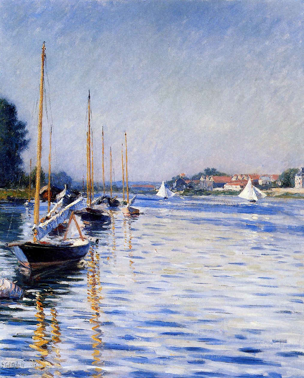 Boats on the Seine av Gustave Caillebotte