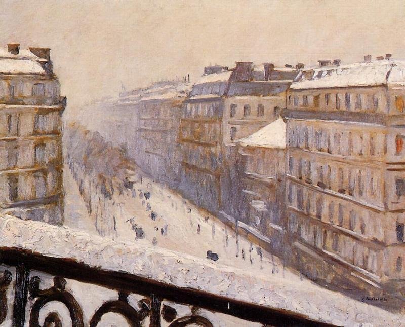 Boulevard Haussmann, effet de neige av Gustave Caillebotte
