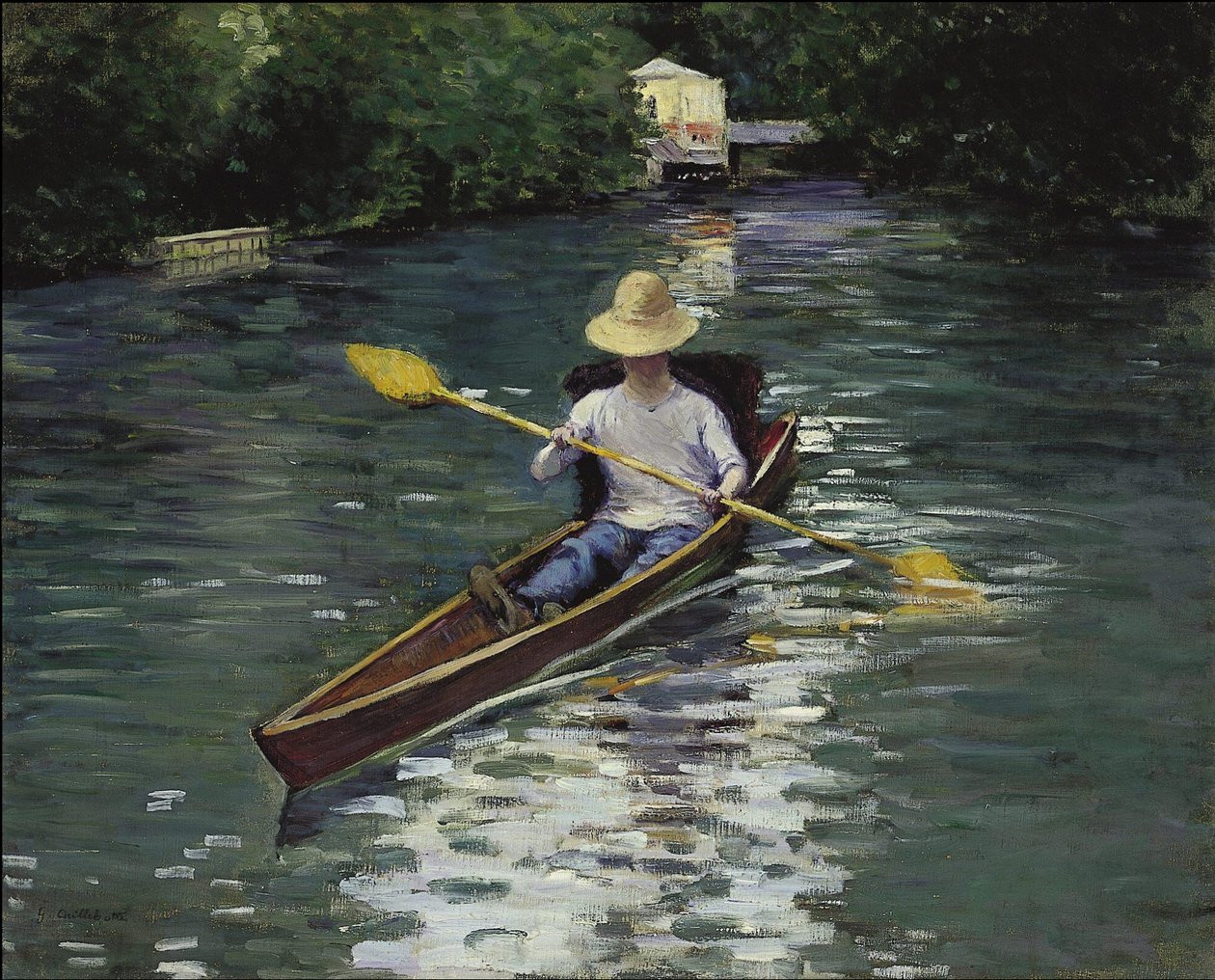 Canoë sur la rivière Yerres av Gustave Caillebotte