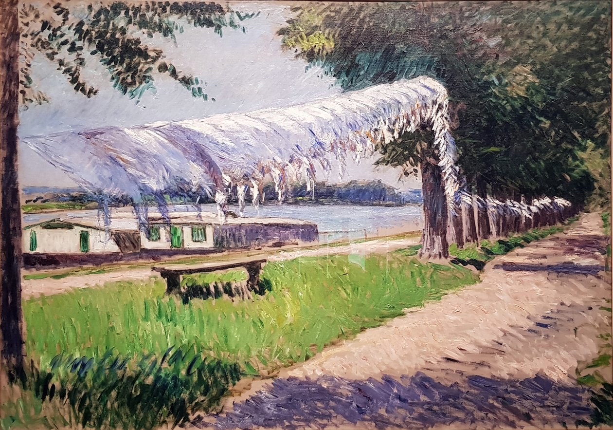 Torkning av tvätt på Bankerna av Seine av Gustave Caillebotte