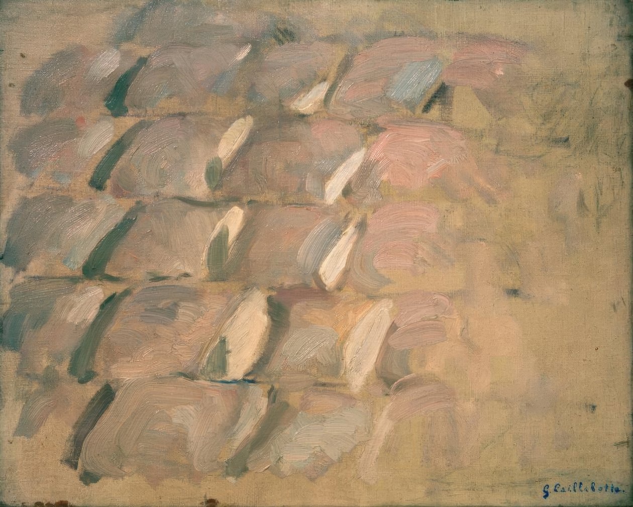 Studie för Rue de Paris, regnigt väder: gatstenar av Gustave Caillebotte