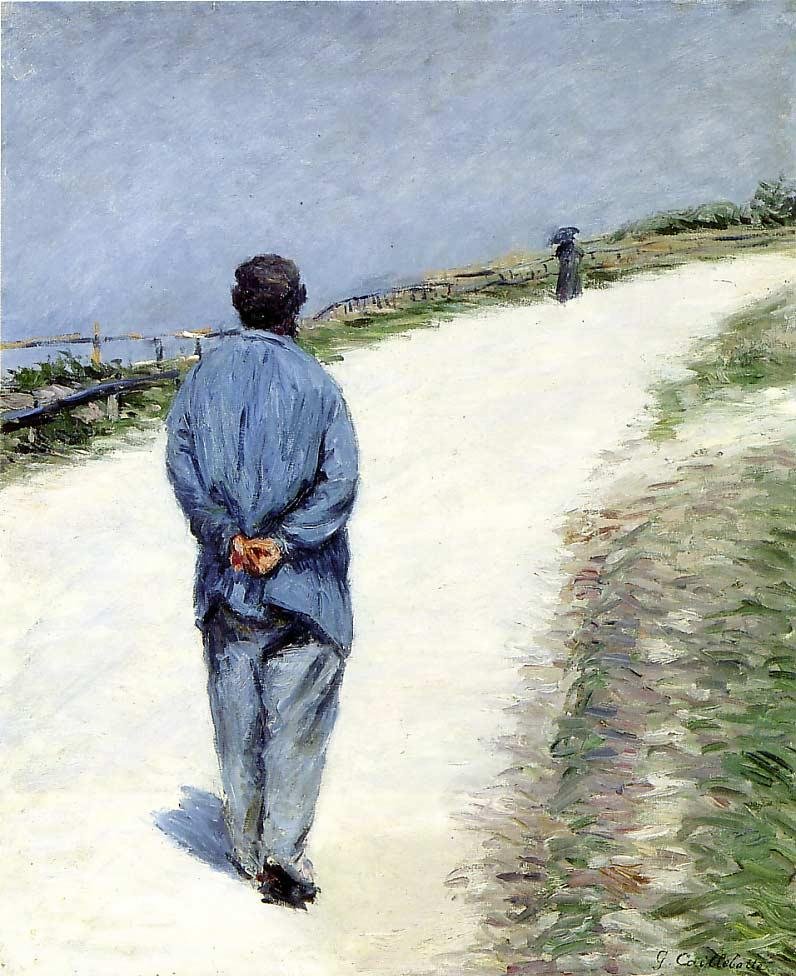 Homme portant une blouse av Gustave Caillebotte