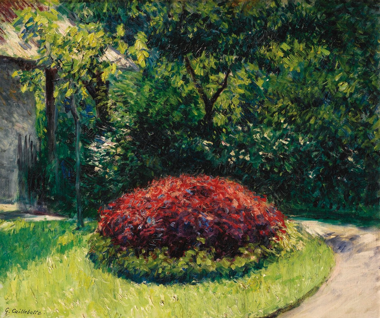 Massif de fleurs, jardin du Petit-Gennevilliers av Gustave Caillebotte