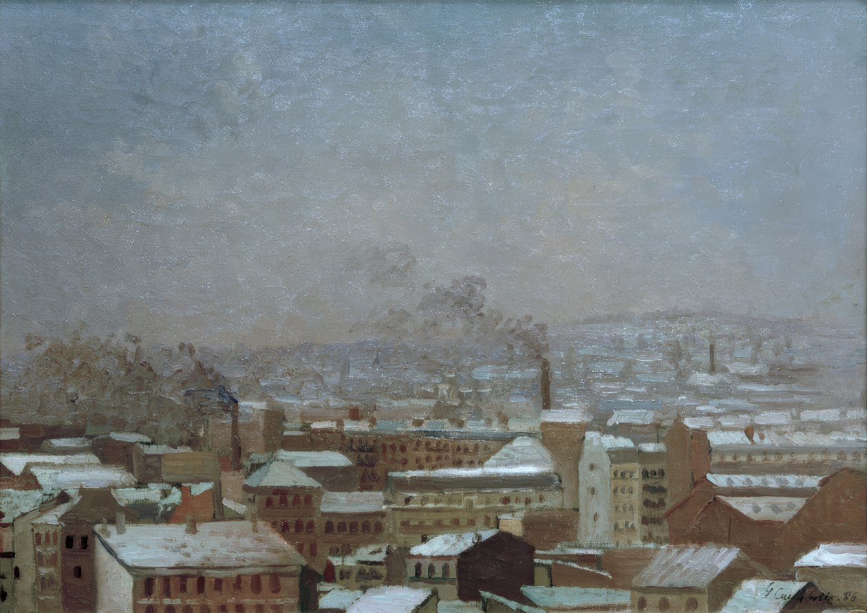 Paris under snön av Gustave Caillebotte