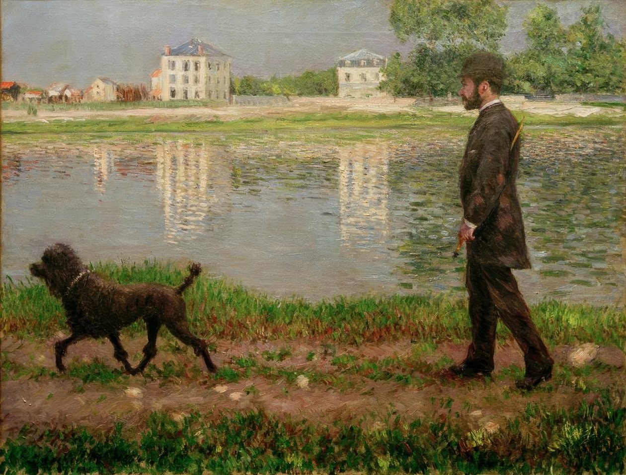 Richard Gallo och hans hund Dick på Petit Gennevilliers av Gustave Caillebotte