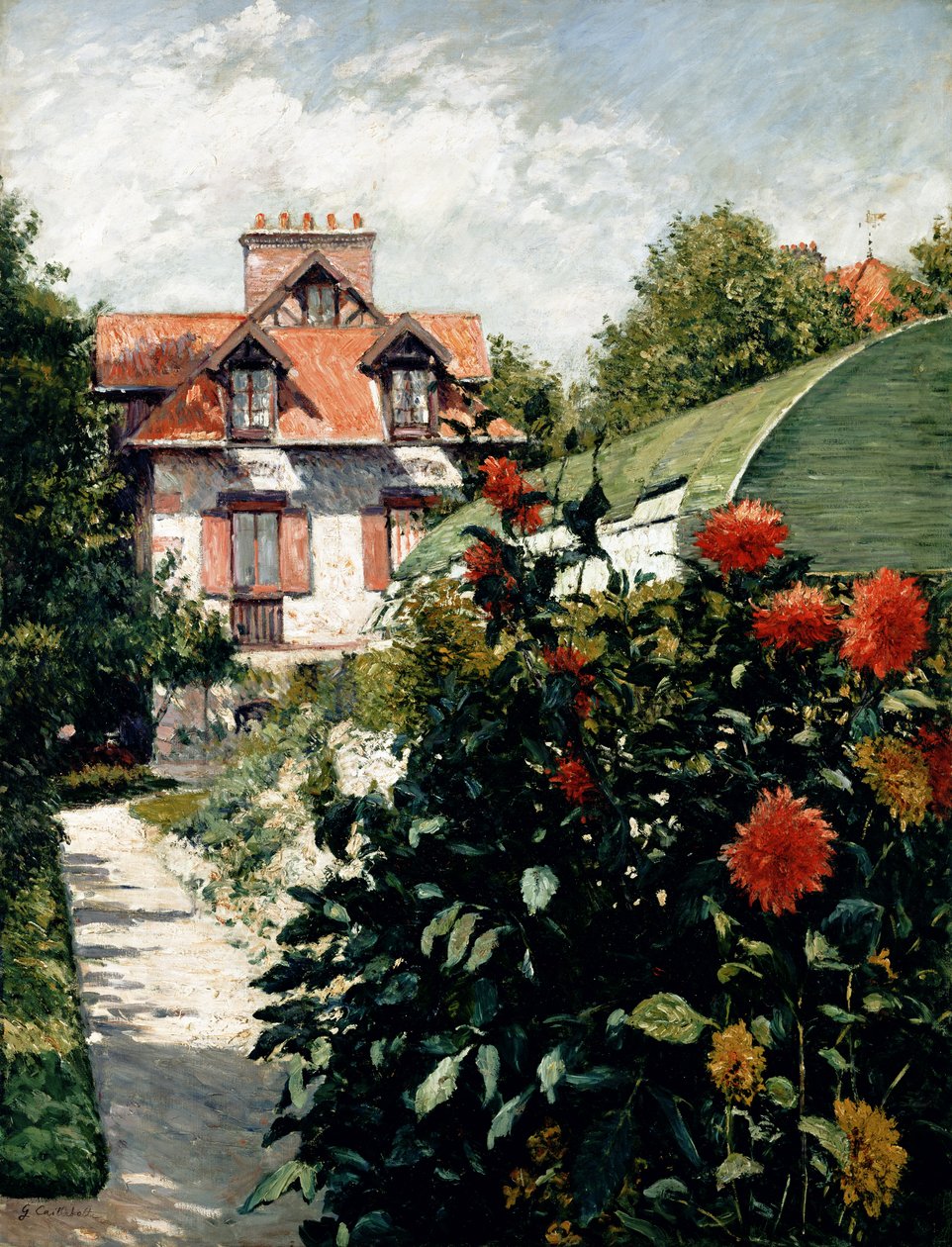 Dahliorna, trädgården i Petit Gennevilliers, 1893 av Gustave Caillebotte
