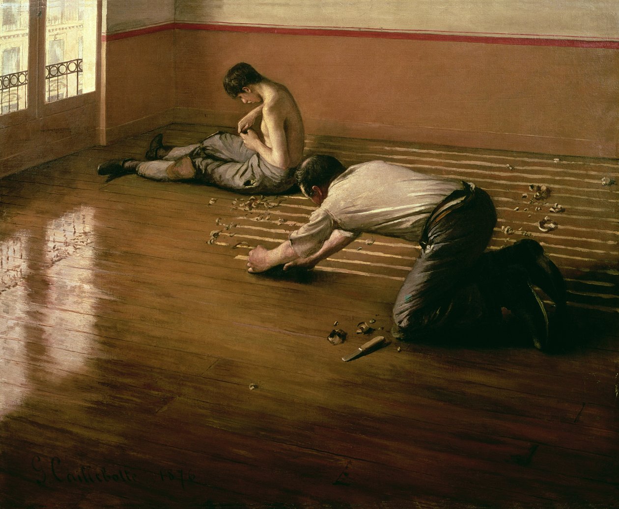 Parketthyvlarna, 1876 (liten version) av Gustave Caillebotte
