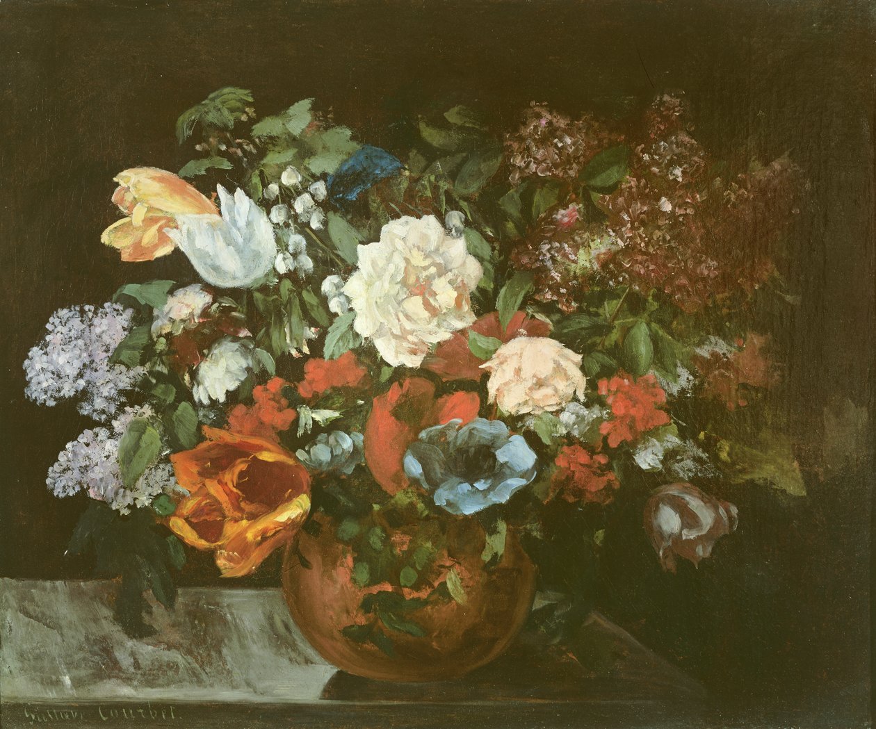 Bukett av blommor, 1863 av Gustave Courbet