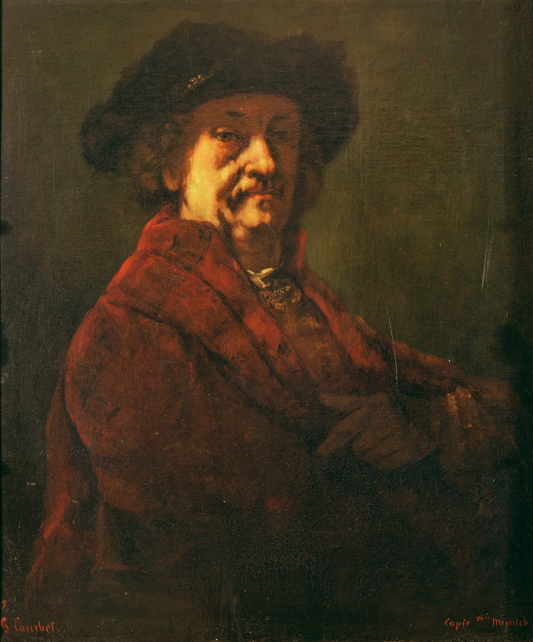Kopia av ett självporträtt av Rembrandt, 1869 av Gustave Courbet
