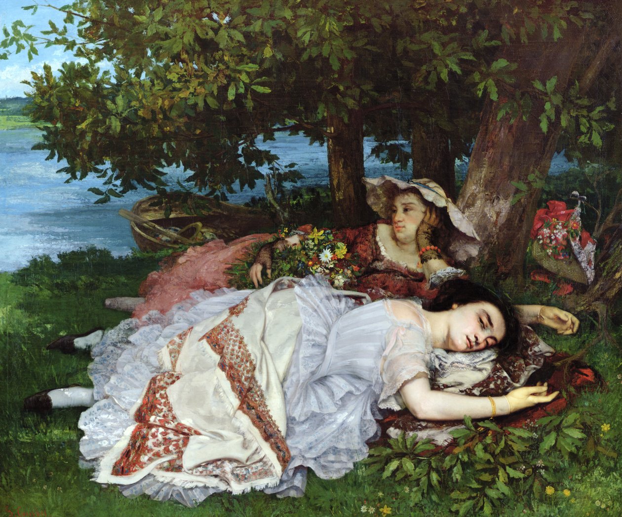 Flickor på stranden av Seine, 1856-57 av Gustave Courbet