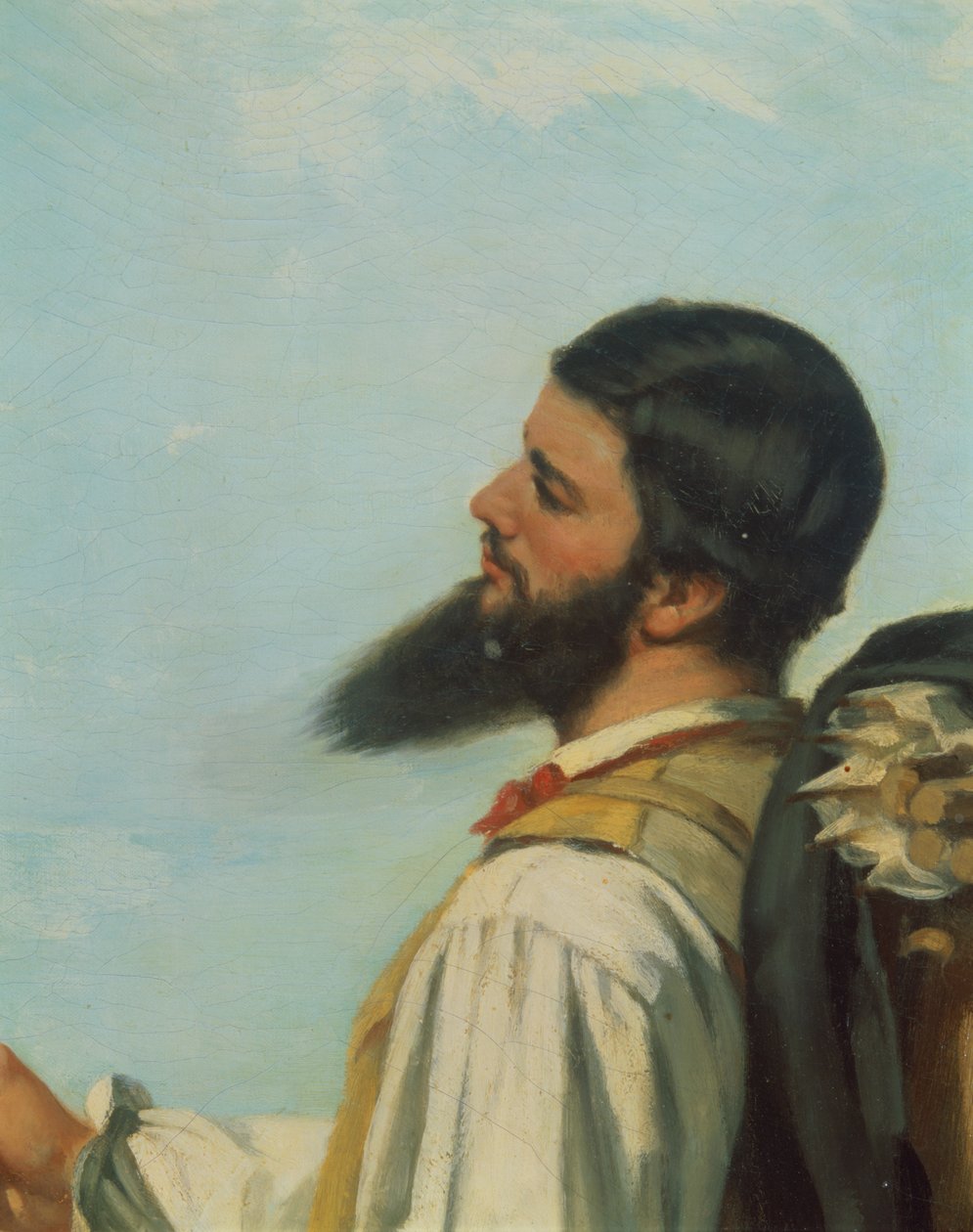 La Rencontre ou Bonjour M.Courbet, (detalj av huvud och axlar) av Gustave Courbet