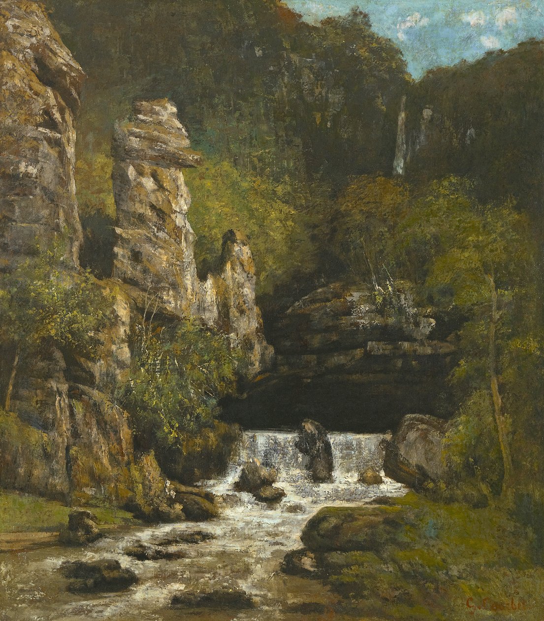 Landskap med vattenfall, ca 1865 av Gustave Courbet