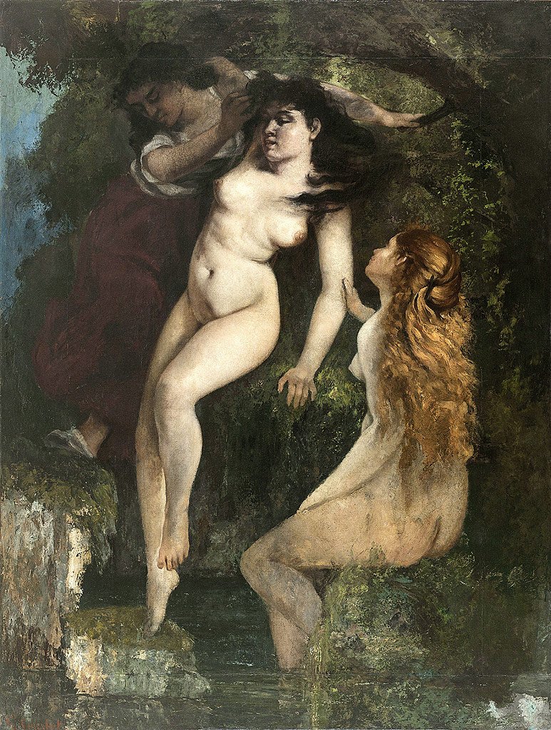 Les trois baigneuses av Gustave Courbet