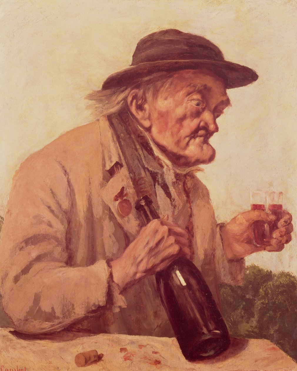 Gubben med ett glas vin av Gustave Courbet