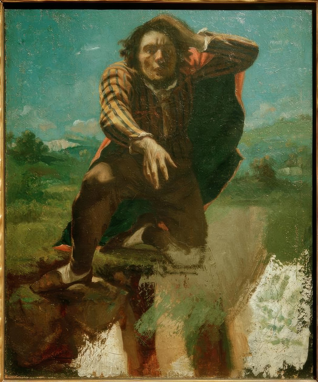 Porträtt av konstnären känd som Le Fou de Peur av Gustave Courbet