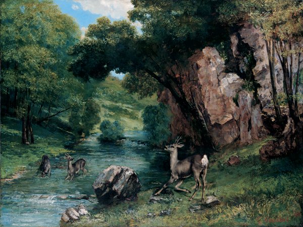 Roe Deer at a Stream av Gustave Courbet