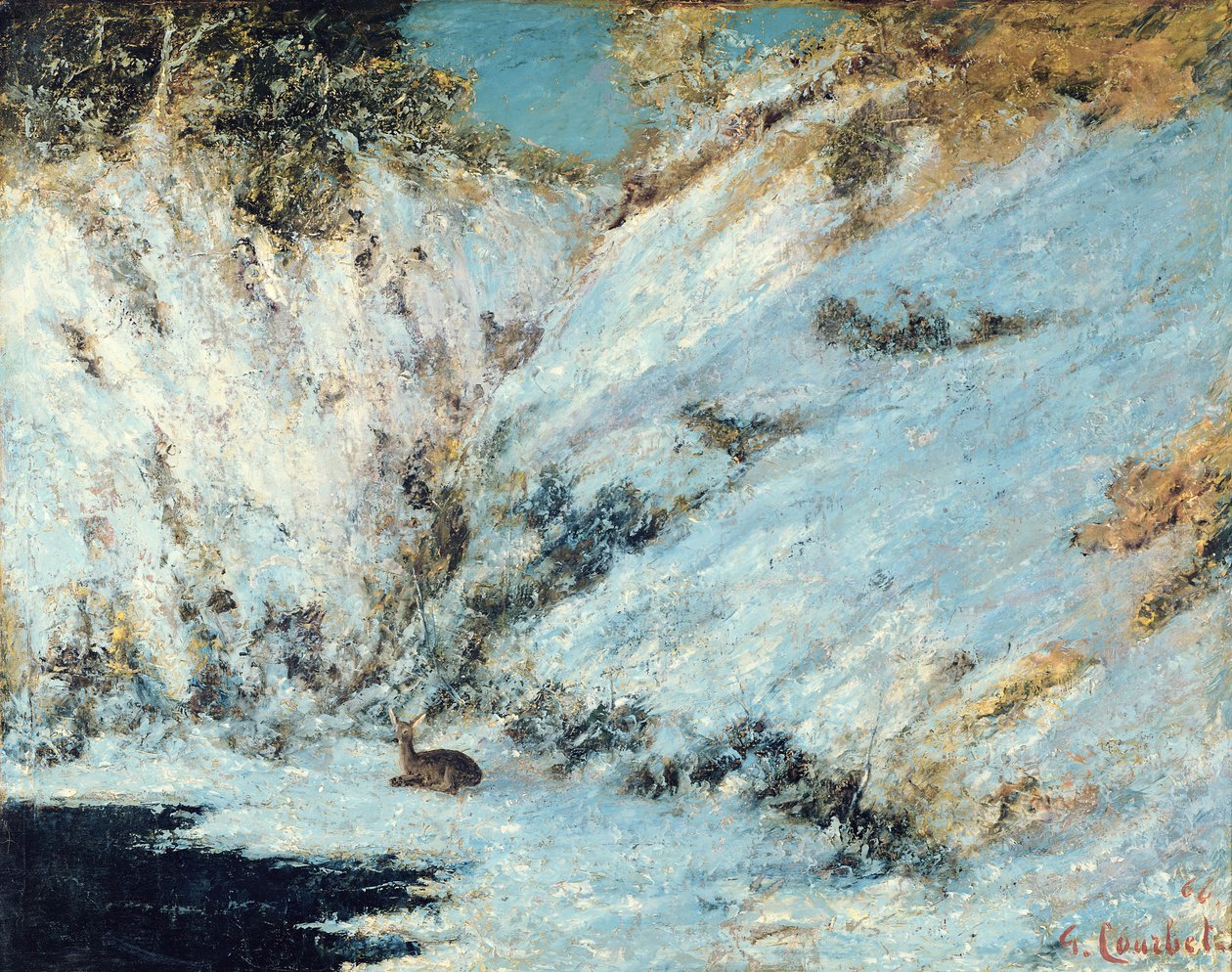 Snölandskap, 1866 av Gustave Courbet
