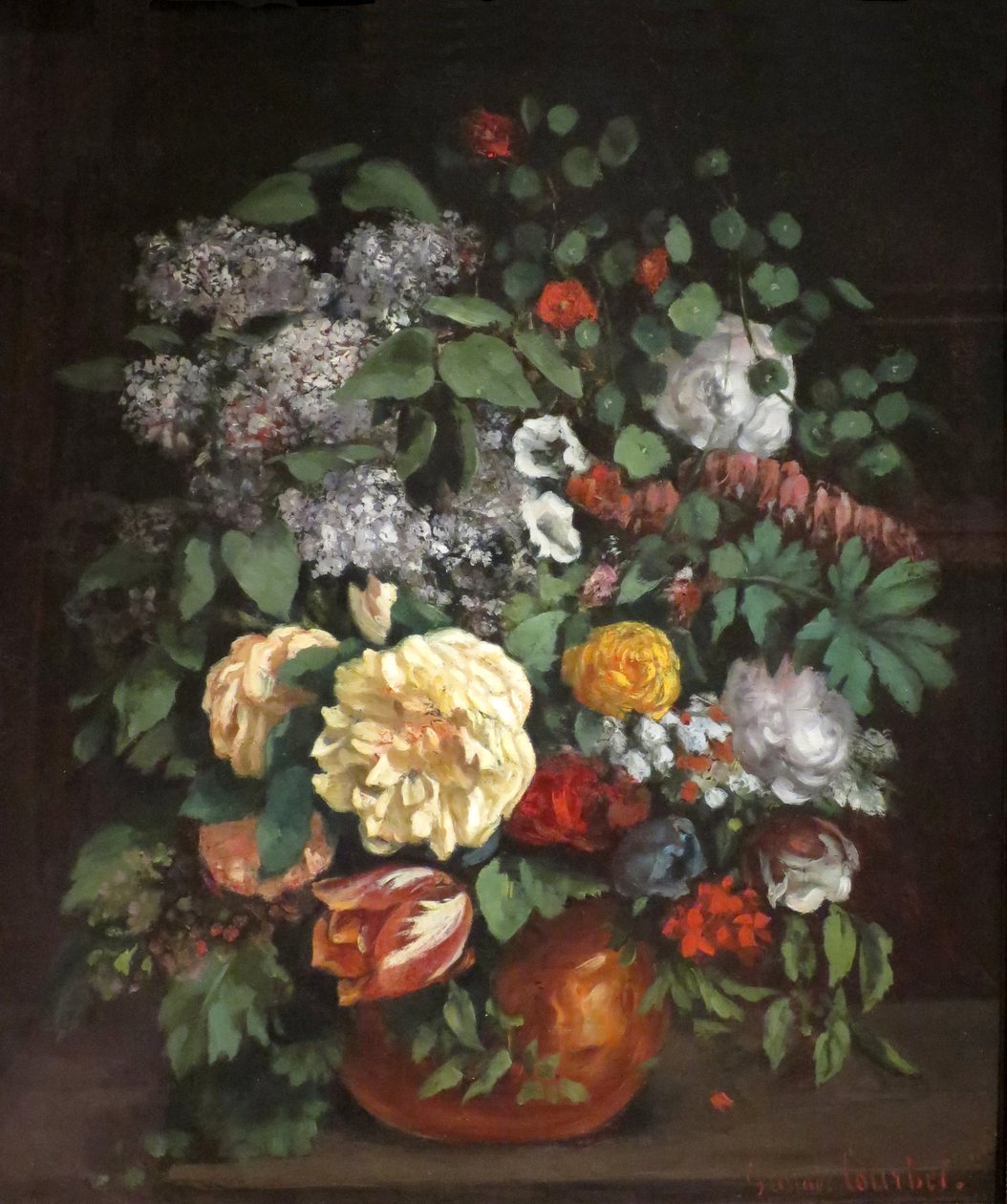 Vase of Lilacs, Roses, and Tulips  av Gustave Courbet