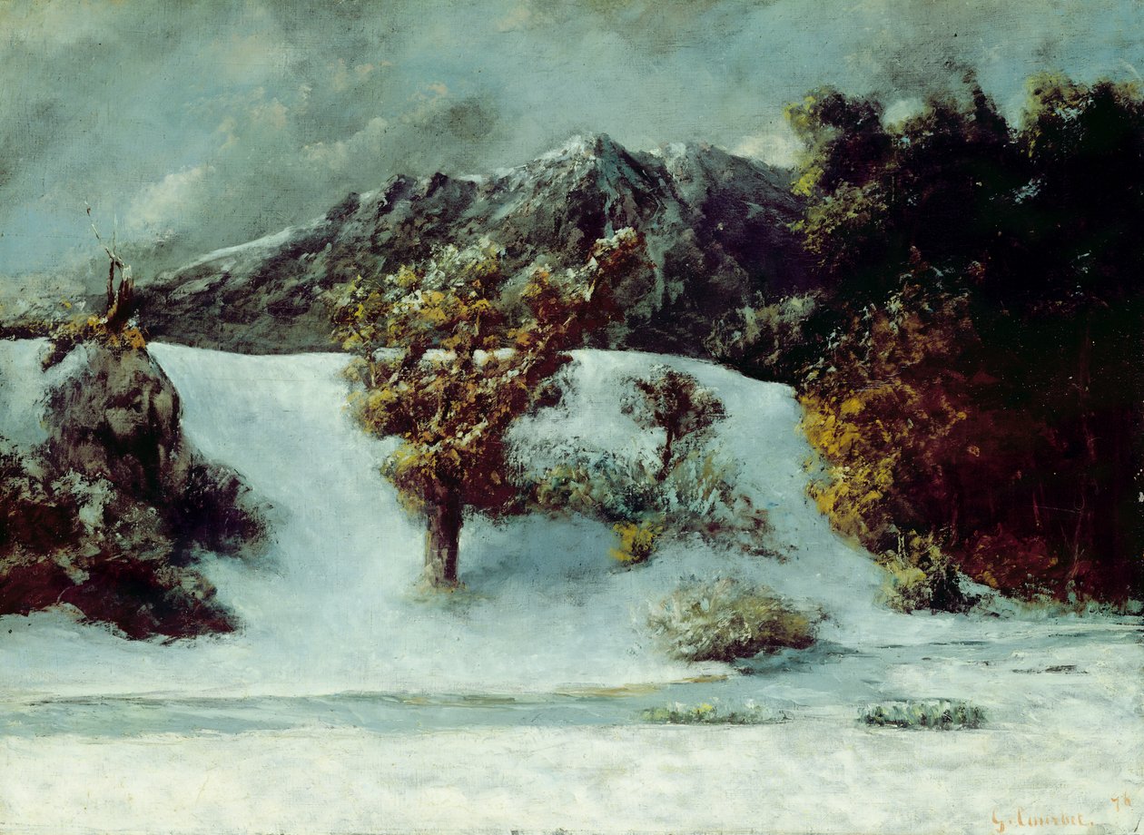 Vinterlandskap med dents du Midi, 1876 av Gustave Courbet