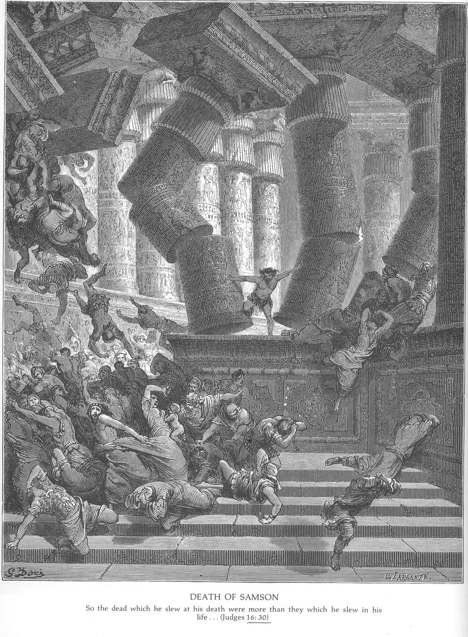 Gusto är dere. Samsons död av Gustave Dore