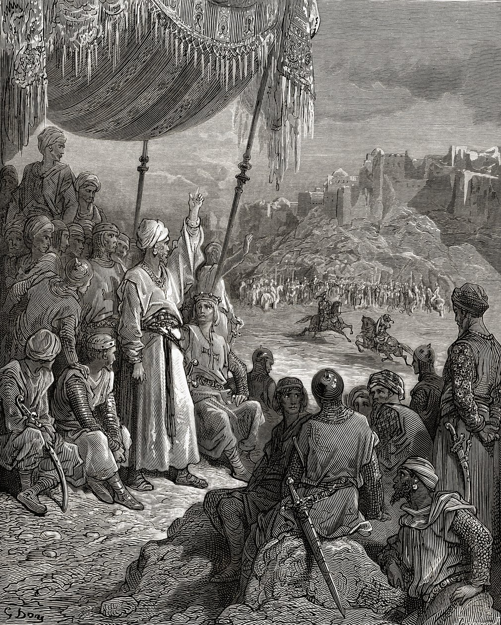En vänskapsturnering under det tredje korståget 1189, illustration från 