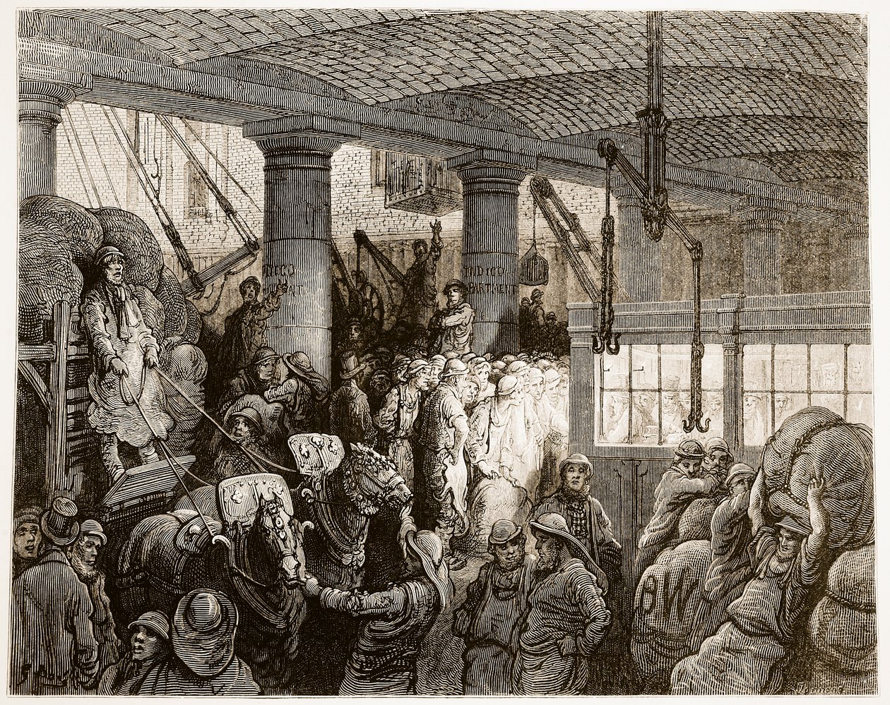 A Riverside Street, från "London, a Pilgrimage", skriven av William Blanchard Jerrold (1826-84) och graverad av Charles Laplante (d.1903) pub. 1872 av Gustave Dore