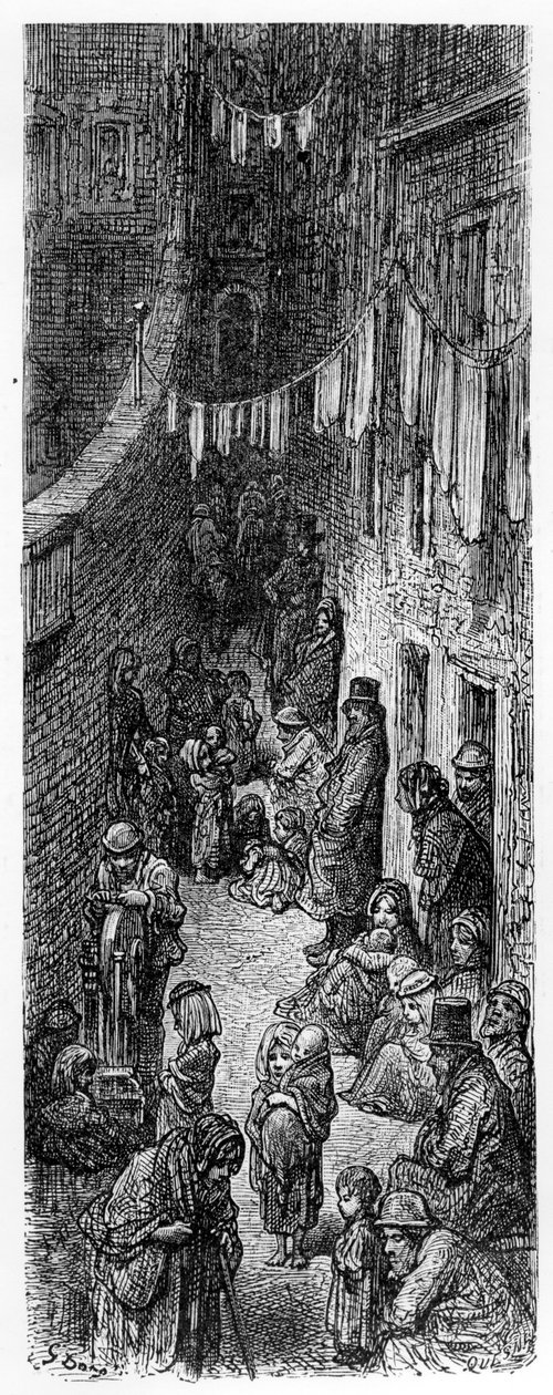 A Street in Whitechapel, från "London, a Pilgrimage" av William Blanchard Jerrold, 1872 av Gustave Dore