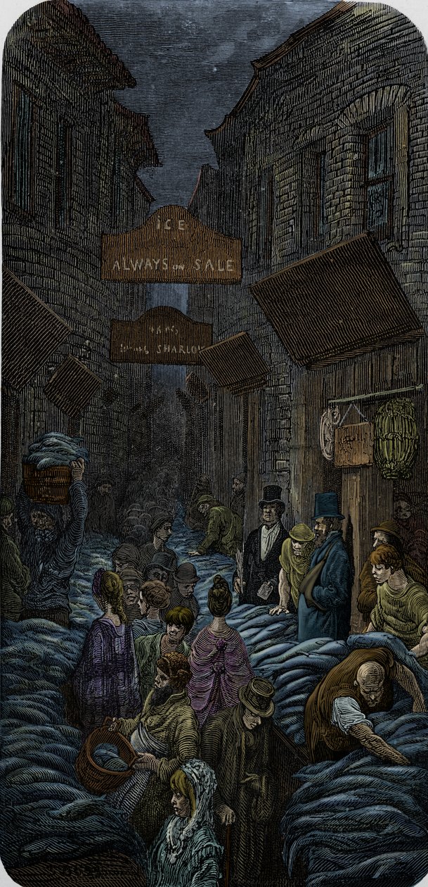 En viktoriansk fiskmarknad av Gustave Dore