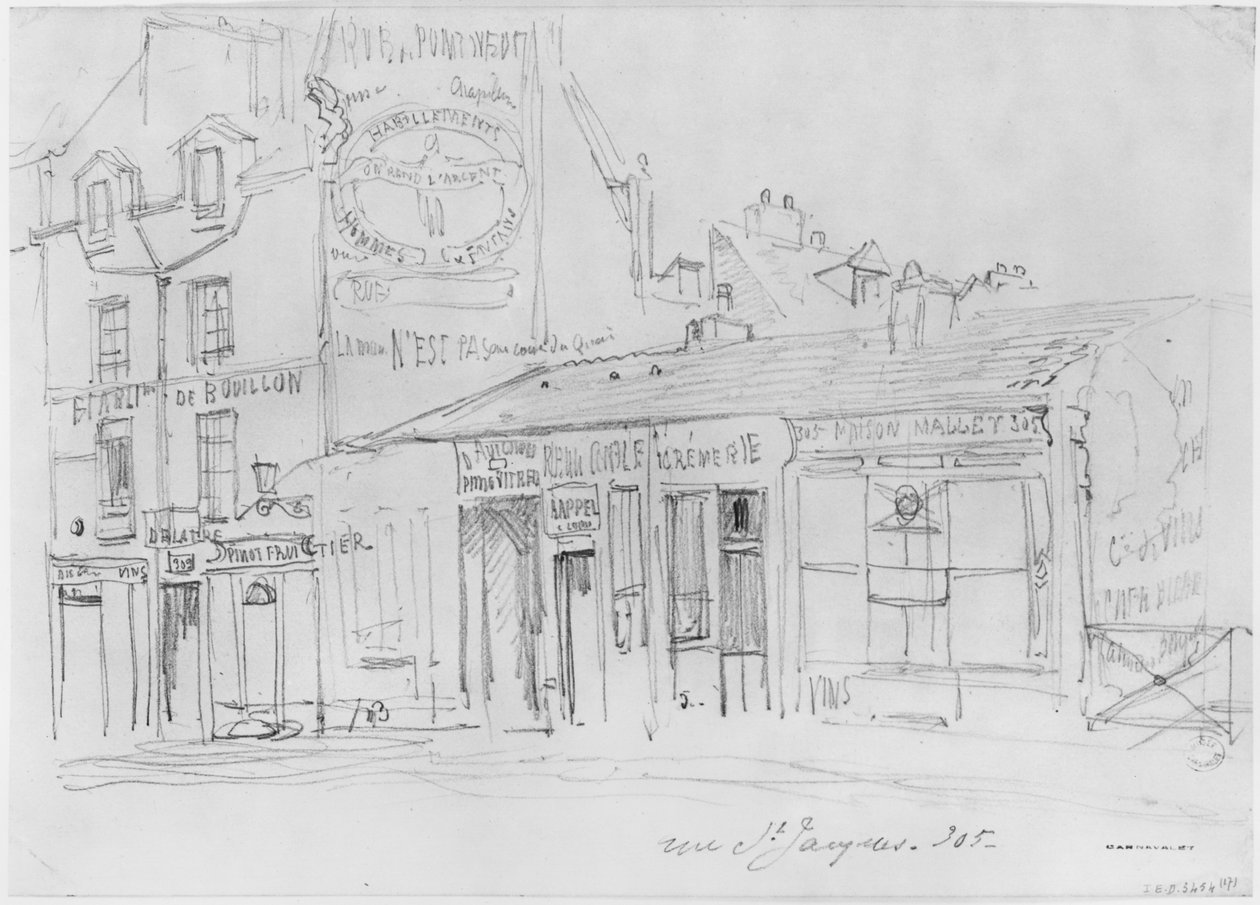 Album av belägringen av Paris, Rue Saint-Jacques (penna och brunt bläcktvätt och penna på papper) av Gustave Dore